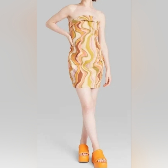 wild fable Dresses & Skirts - Wild Fable Sleeveless Twill Tube Bodycon Dress, Optional Straps, Neutral Wave